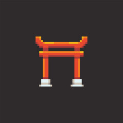 this is chinese architecture icon in pixel art with colorful color and black background this item good for presentations,stickers, icons, t shirt design,game asset,logo and your project.
