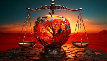 scales of justice in the night