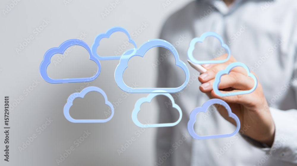 Poster efficient cloud solutions for secure data storage, easy access, and seamless collaboration.