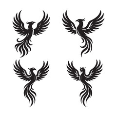 Fire Phoenix Bird Vector Illustration on White Background 