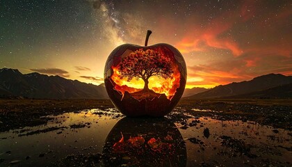 apple in the sunset