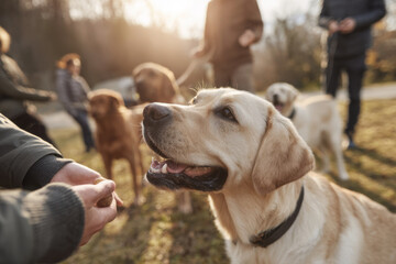 professional dog trainer demonstrates effective techniques for training dogs in park setting