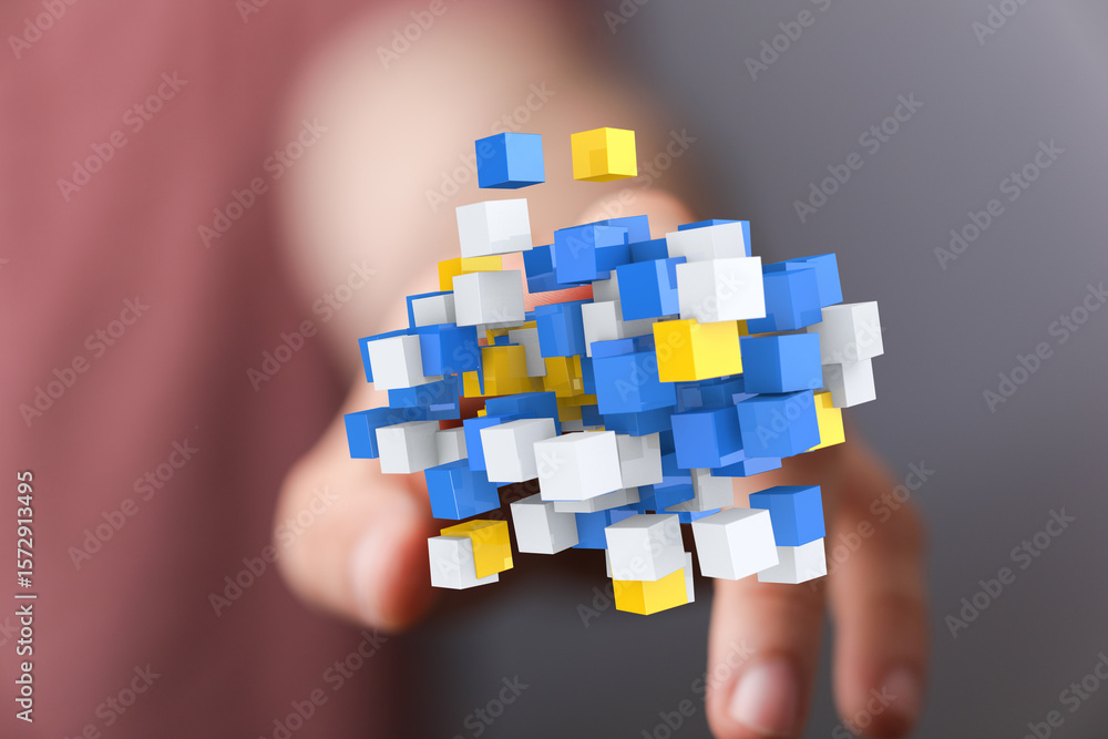 Aufkleber 3d rendering of colorful cubes. ideal for technology, data, and innovation concepts.