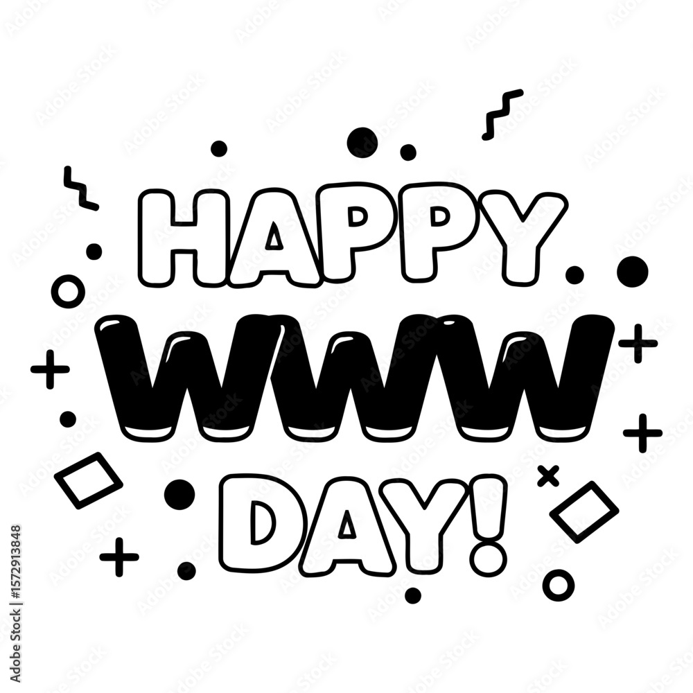 Poster happy world wide web day graphic design for digital use. bold, stylized text with decorative element