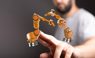 Image of robotic arm, automation, technology, innovation, future, manufacturing, industry 4.0, AI,...