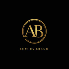 An elegant golden AB monogram logo design, perfect for luxury branding, corporate identity, or high-end business ventures, set against a sleek black background.