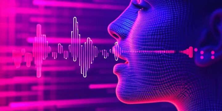 AI voice deepfake technology with visual voice waves representation