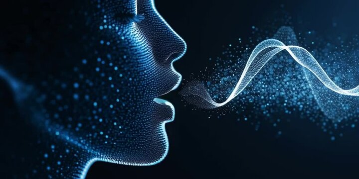 AI voice deepfake technology with visual voice waves representation