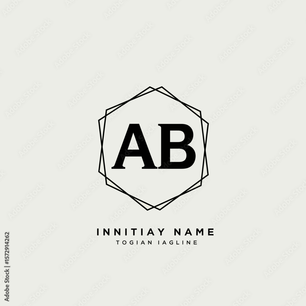 Fototapete elegant initial ab logo design featuring a hexagon frame and a soft, neutral background, creating a 