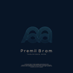 Abstract modern logo design with flowing lines and company name, representing innovation and elegance on a dark background.