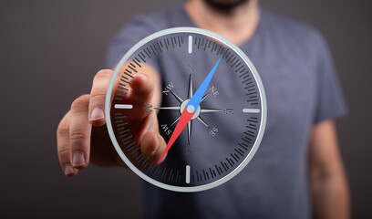 Digital compass interface, navigation, direction, technology, guidance, future, innovation,...