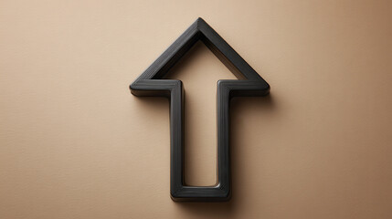Geometric Black Arrow Symbol Pointing Upward Against Textured Background