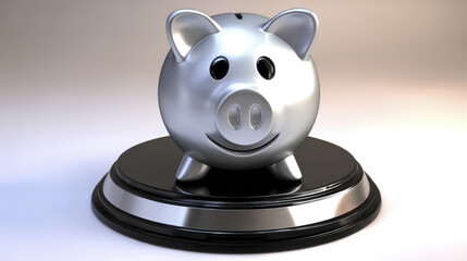 Shiny Metallic Piggybank on a Black Base Symbolizing Wealth and Financial Planning