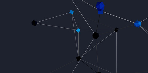 Modern digital art depicting interconnected cubes, representing network, technology, or connection.