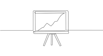 Line art graph on easel displaying growth trend