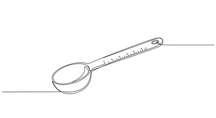 Line art measuring spoon on a flat surface