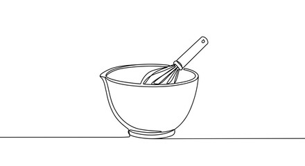 Whisk in mixing bowl illustration on white background