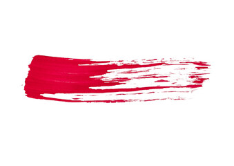 A solid red paint stroke with visible brush texture on a light background. Ideal for vibrant design elements, abstract art, or energetic backgrounds.