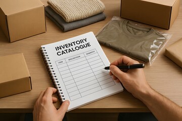 Inventory catalogue management stocktaking merchandise bookkeeping tracking logistics shipping supplies