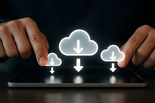 Cloud download data storage network computing technology internet server connection digital system