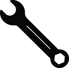 wrench icon vector silhouette on transparent background