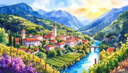 mountain landscape with lake