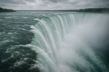 Thundering cascade of water at natural falls

Majestic waterfall in dramatic overcast weather
