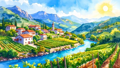 landscape with mountains