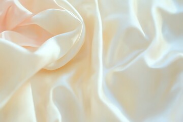 Luminous Waves of Creamy Satin Fabric Flowing Elegantly Folds Surface