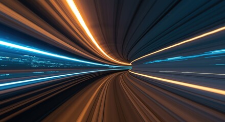 Futuristic Speed Tunnel, Abstract Light Trails, High Velocity Mo