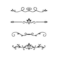 flowers, design elements.Vector design element.Gold text dividers doodle set. Wedding decorative elements. ornament, borders, floral, vintage line separators. Hand drawn vector illustration.
