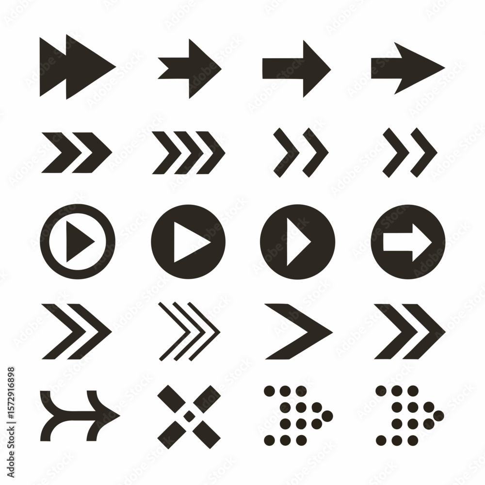 Poster multi direction arrow icon set vector design.