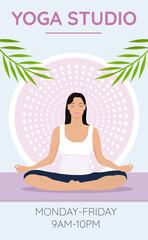 Beautiful girl doing yoga illustration, poster of yoga studio, international yoga day. Vector