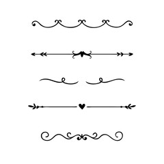 flowers, design elements.Vector design element.Gold text dividers doodle set. Wedding decorative elements. ornament, borders, floral, vintage line separators. Hand drawn vector illustration.