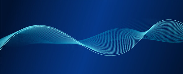Abstract blue background with flowing lines for futuristic concept. Dynamic waves. vector