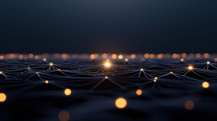 networking Technology and Communication Close up of a circuit board with glowing lines and connections, dark background, represents technological innovation