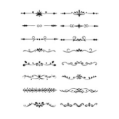 Fototapeta premium flowers, design elements.Vector design element.Gold text dividers doodle set. Wedding decorative elements. ornament, borders, floral, vintage line separators. Hand drawn vector illustration.