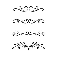 flowers, design elements.Vector design element.Gold text dividers doodle set. Wedding decorative elements. ornament, borders, floral, vintage line separators. Hand drawn vector illustration.