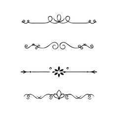 Fototapeta premium flowers, design elements.Vector design element.Gold text dividers doodle set. Wedding decorative elements. ornament, borders, floral, vintage line separators. Hand drawn vector illustration.