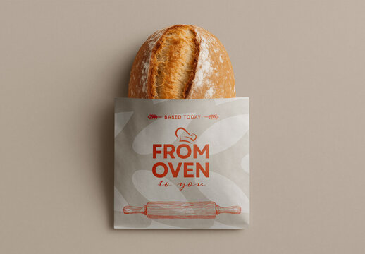 Paper Bread Packaging Mockup &ndash; Realistic Bakery Scene for Artisan Branding and Label Design
