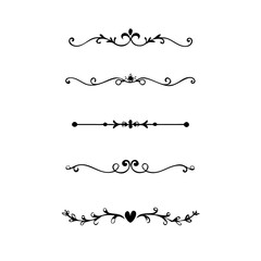 Obraz premium flowers, design elements.Vector design element.Gold text dividers doodle set. Wedding decorative elements. ornament, borders, floral, vintage line separators. Hand drawn vector illustration.