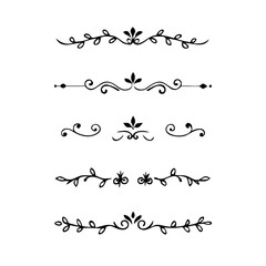 flowers, design elements.Vector design element.Gold text dividers doodle set. Wedding decorative elements. ornament, borders, floral, vintage line separators. Hand drawn vector illustration.