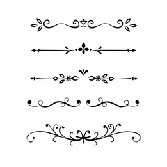 flowers, design elements.Vector design element.Gold text dividers doodle set. Wedding decorative elements. ornament, borders, floral, vintage line separators. Hand drawn vector illustration.