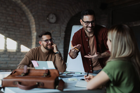 Small business group working together in a office space