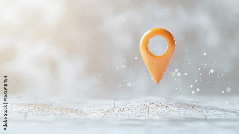 Poster location 3d location pin animated 3d location pin dropping onto a map, focus on the dynamic and inte