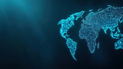 Artificial Intelligence and Machine Learning Abstract world map with neural network patterns and futuristic technology symbols, symbolizing the potential of AI