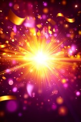 Fototapeta premium Radiant celebration background with bursts of light and confetti shower