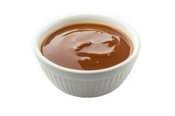 Bowl of caramel sauce isolated on transparent background