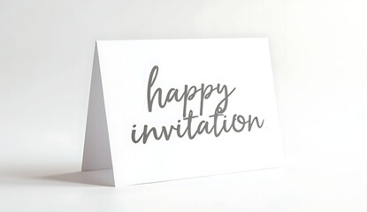 a photo of a paper card with the text "happy invitation" written on it in a calligraphic style, minimalist design, close-up, high contrast, soft lighting, elegant, simple, minimalist, subtle, 4K 