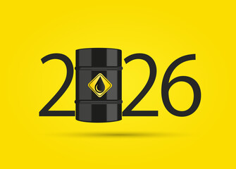 2026 with oil barrel. happy new year 2026